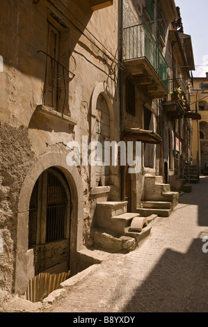 Street scene of the old town in Pratola Peligna, L`Aquila, Abruzzo, Italy Stock Photo